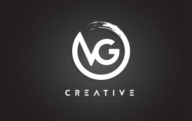 VG daire mektup Logo ile daire fırça çizmek ve siyah Backg