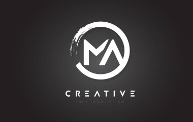Ma daire mektup Logo ile daire fırça çizmek ve siyah Backg