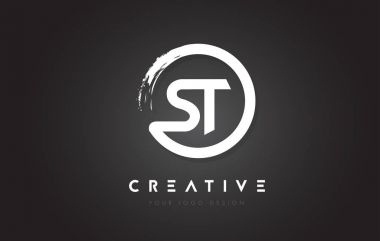 St daire mektup Logo ile daire fırça çizmek ve siyah Backg