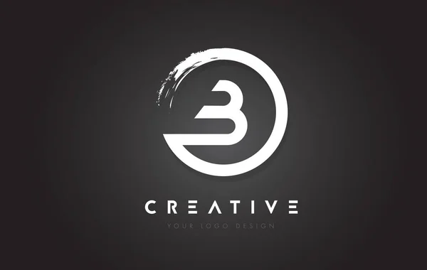 Logo lettre circulaire B avec design de brosse circulaire et backgr noir — Image vectorielle
