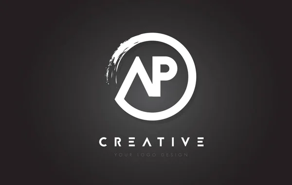 Logo circulaire AP avec motif de brosse circulaire et dos noir — Image vectorielle