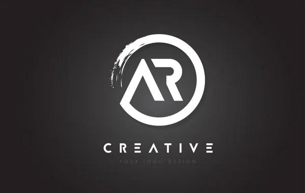 AR Circular Letter Logo com projeto de escova de círculo e preto Backg —  Vetores de Stock