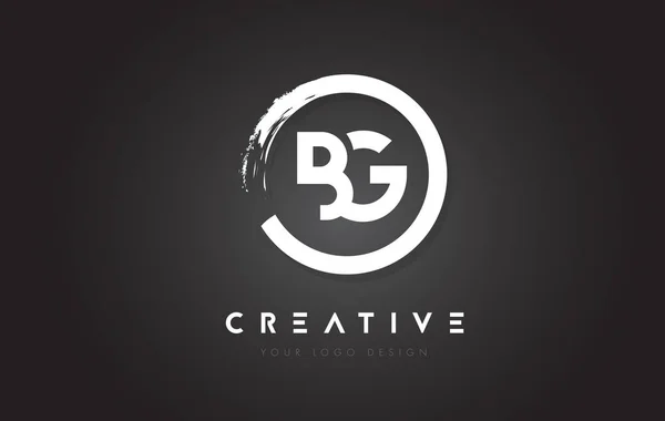 Bg 円形文字ロゴ円ブラシ デザインと黒の背景 — ストックベクタ
