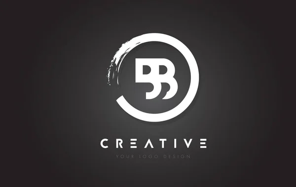 Bb 円形文字ロゴ円ブラシ デザインと黒の背景 — ストックベクタ