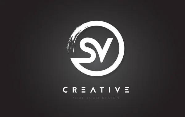 Logotipo de carta circular SV com design de escova de círculo e preto Backg — Vetor de Stock
