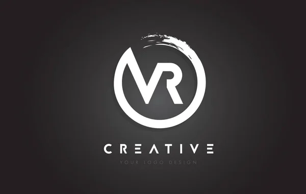 Logotipo de carta circular VR com design de escova de círculo e preto Backg —  Vetores de Stock