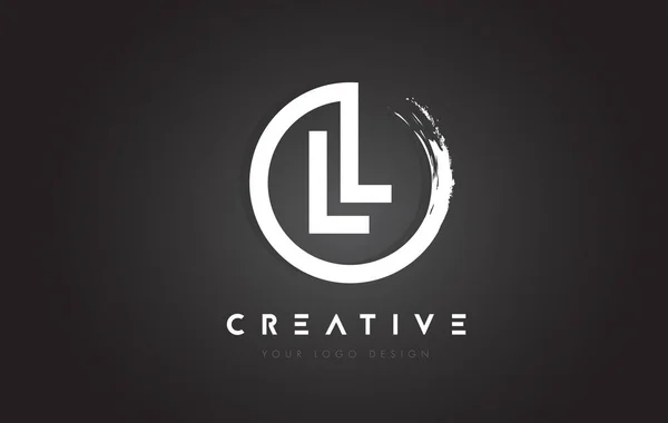 LL циркулярний лист логотип з коло щіткою дизайн і чорний захованих — стоковий вектор