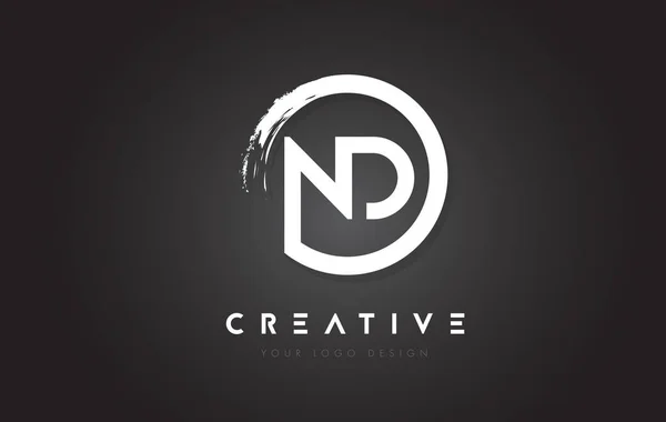 ND kotoučové dopis Logo Design kartáčku kruh a černé pozadí — Stockový vektor