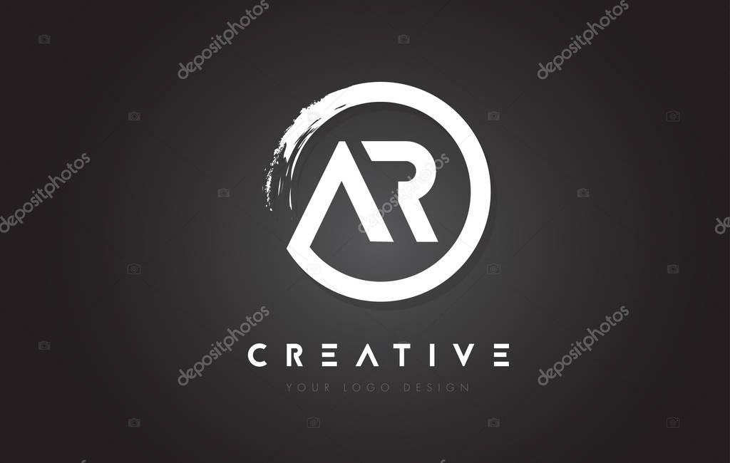 AR Circular Letter Logo with Circle Brush Design and Black Background.