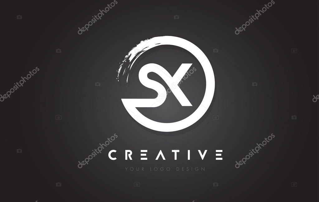 SX Circular Letter Logo with Circle Brush Design and Black Background.