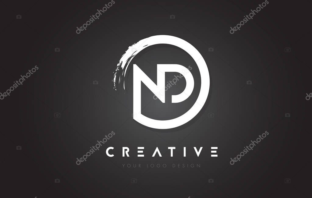 ND Circular Letter Logo with Circle Brush Design and Black Background.