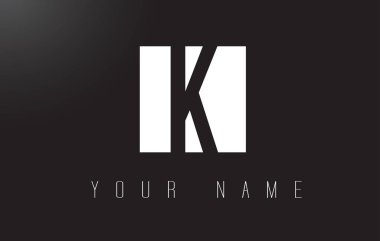 K harfi logolu siyah beyaz negatif alan Tasarım.