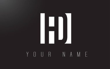 Siyah beyaz negatif alan Tasarım logolu FD mektup.