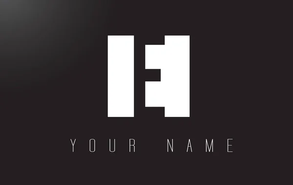 E lettre logo avec noir et blanc conception de l'espace négatif . — Image vectorielle