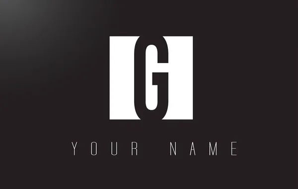 Logotipo de letra G con diseño de espacio negativo en blanco y negro . — Vector de stock