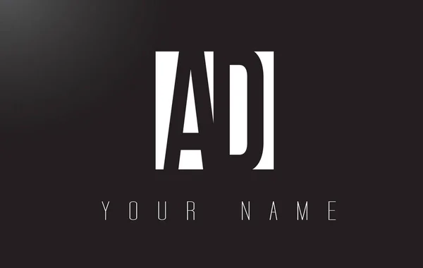 Логотип AD Letter с черно-белым негативным космическим дизайном . — стоковый вектор