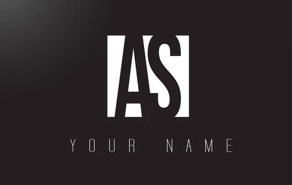 Logotipo de la letra AS con diseño de espacio negativo en blanco y negro . — Vector de stock