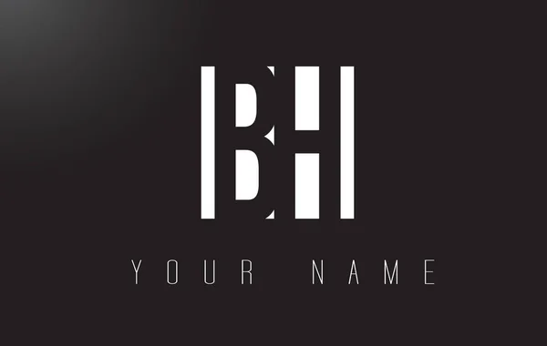 Логотип BH Letter с черно-белым негативным космическим дизайном . — стоковый вектор