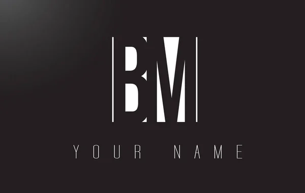 Логотип BM Letter с черно-белым негативным космическим дизайном . — стоковый вектор