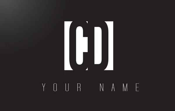 Logotipo de letra de CD con diseño de espacio negativo en blanco y negro . — Vector de stock