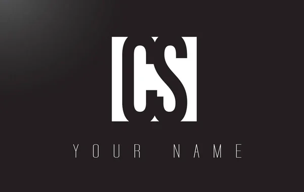 Logotipo de carta CS con diseño de espacio negativo en blanco y negro . — Archivo Imágenes Vectoriales
