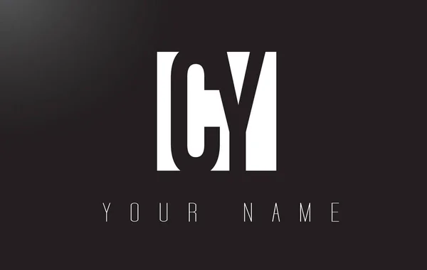 Logo lettera CY con design dello spazio negativo in bianco e nero . — Vettoriale Stock