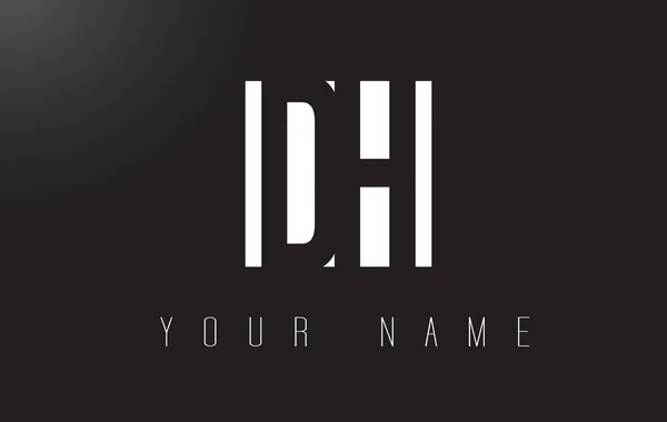 DH list Logo z czarno-biały wzór negatywnej przestrzeni. — Wektor stockowy