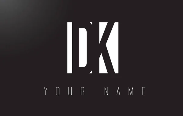 Logotipo de letra DK con diseño de espacio negativo en blanco y negro . — Vector de stock