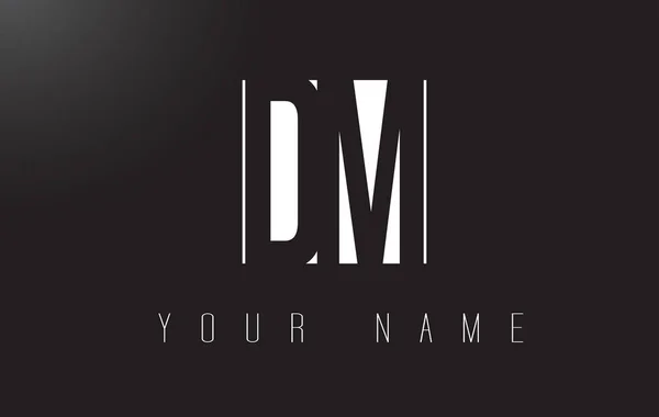 DM brief Logo met zwart-wit negatief Space-ontwerp. — Stockvector