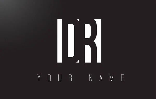 Logo lettera DR con design dello spazio negativo in bianco e nero . — Vettoriale Stock