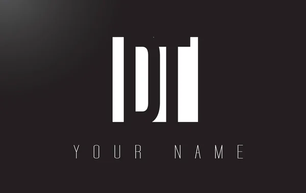 Logo DT Letter con design dello spazio negativo in bianco e nero . — Vettoriale Stock