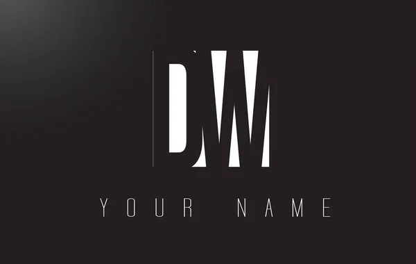 Логотип DW Letter с черно-белым негативным космическим дизайном . — стоковый вектор