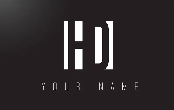 Hd letter logo mit schwarz-weiß negativem space design. — Stockvektor