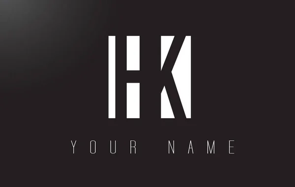 Logo de HK Letter con diseño de espacio negativo en blanco y negro . — Vector de stock