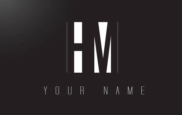 Siyah beyaz negatif alan Tasarım logolu HM mektup. — Stok Vektör