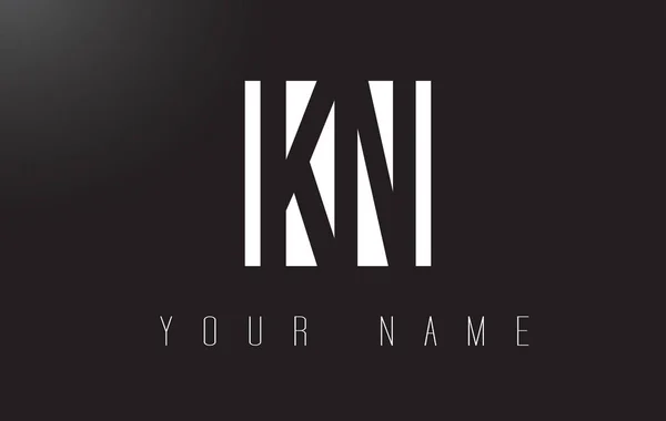 KN levél logó fekete-fehér negatív tér kialakítása. — Stock Vector