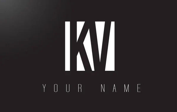 Logotipo de la carta de KV con diseño de espacio negativo en blanco y negro . — Vector de stock