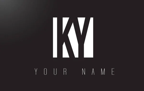 Logotipo de letra KY con diseño de espacio negativo en blanco y negro . — Vector de stock