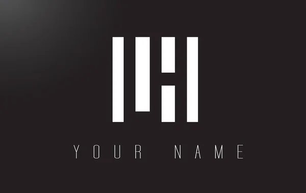 Logo LH dopis s návrhem negativního prostoru černá a bílá. — Stockový vektor