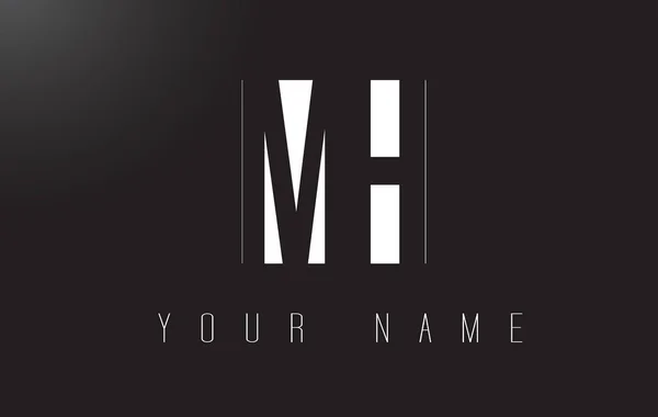 MH brev logotyp med Black and White negativa utrymme Design. — Stock vektor