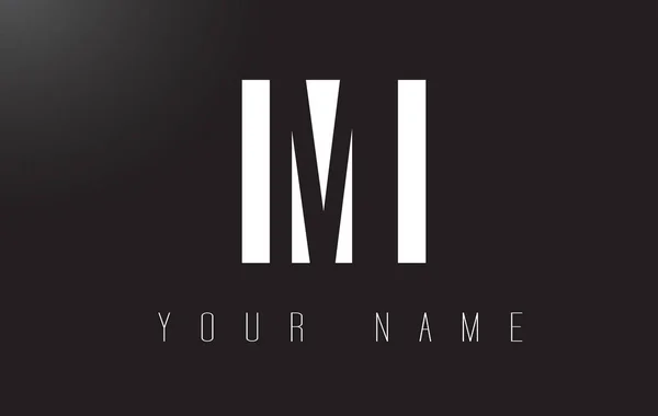 Mi letter logo mit schwarz-weiß negativem space design. — Stockvektor
