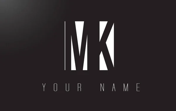 Logo de lettre de MK avec la conception négative noire et blanche d'espace . — Image vectorielle