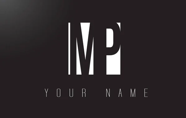 MP brief Logo met zwart-wit negatief Space-ontwerp. — Stockvector