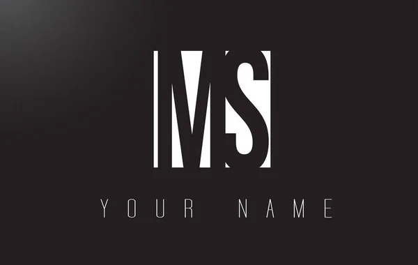 Logotipo de MS Letter con diseño de espacio negativo en blanco y negro . — Vector de stock