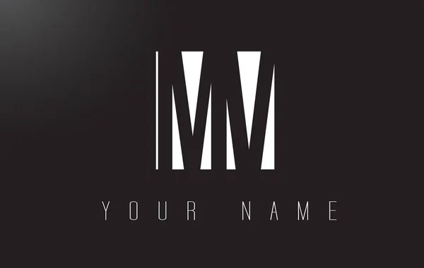 Logotipo de carta MV con diseño de espacio negativo en blanco y negro . — Vector de stock
