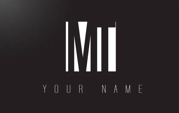 Mt Letter Logo mit schwarz-weißem Negativraum-Design. — Stockvektor