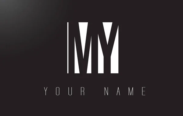 MEU logotipo da carta com preto e branco Design de espaço negativo . — Vetor de Stock