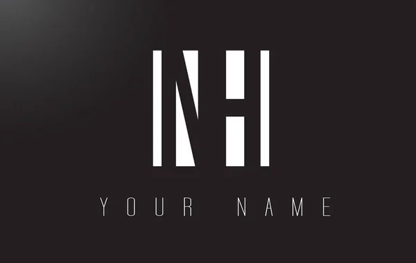 Логотип NH Letter с черно-белым негативным космическим дизайном . — стоковый вектор