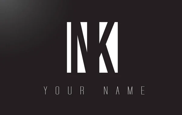 Logotipo de la letra NK con diseño de espacio negativo en blanco y negro . — Vector de stock