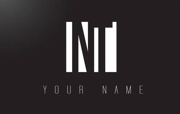 NT letra logotipo com preto e branco Design de espaço negativo . — Vetor de Stock